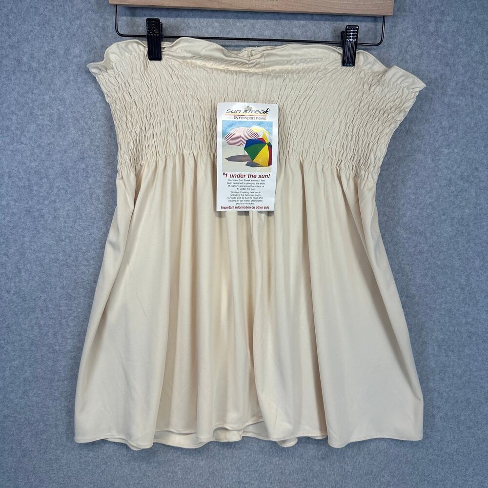 Sun Streak Newport News Tube Top Womens Small Beige Polyester Strapless Smocked